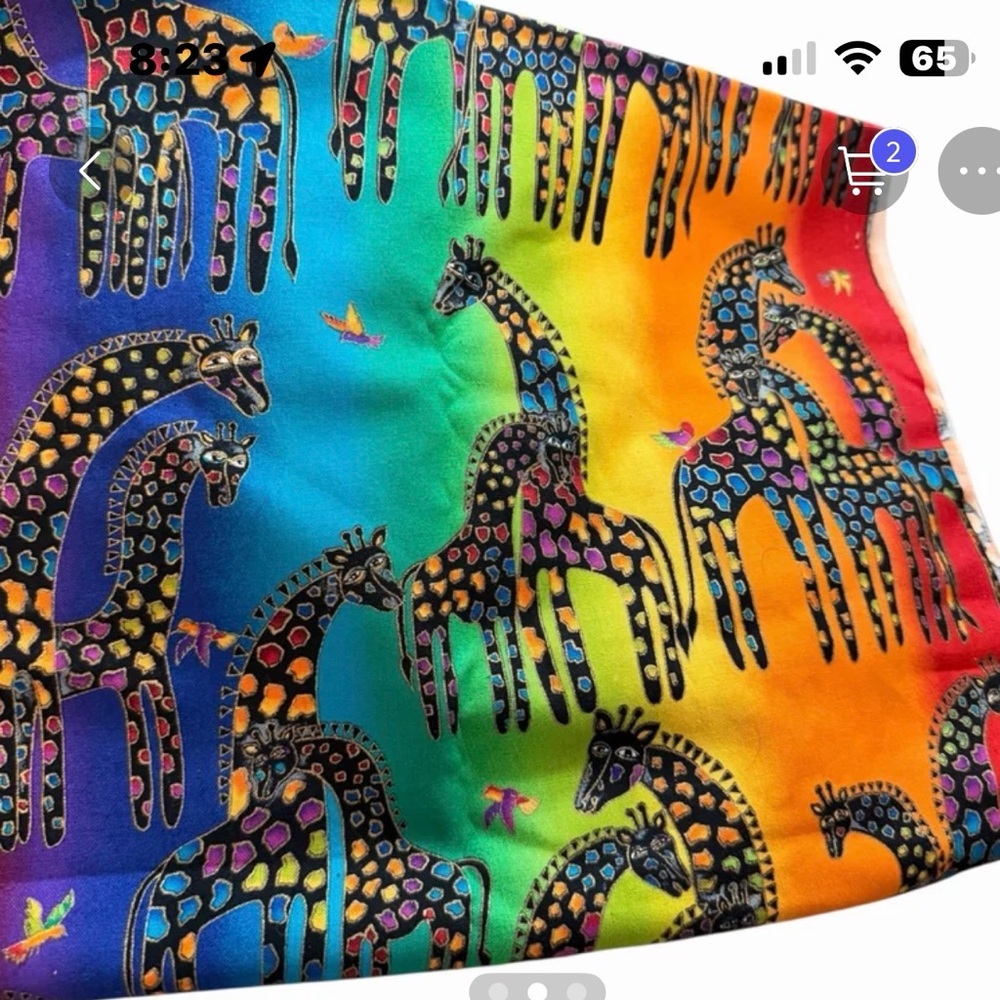Laurel Burch Vibrant Giraffe Print Kids Face Mask Fabric Quilt